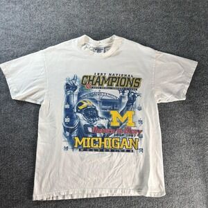 Vintage Michigan Wolverines Shirt Mens Large White NCAA Football Lee 1997